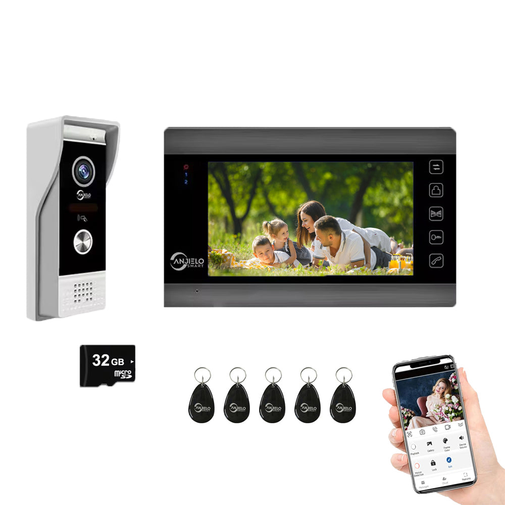 Anjielo 4 Wire Video Intercom System Video Doorphone Motion Detection Night Vision for Villa