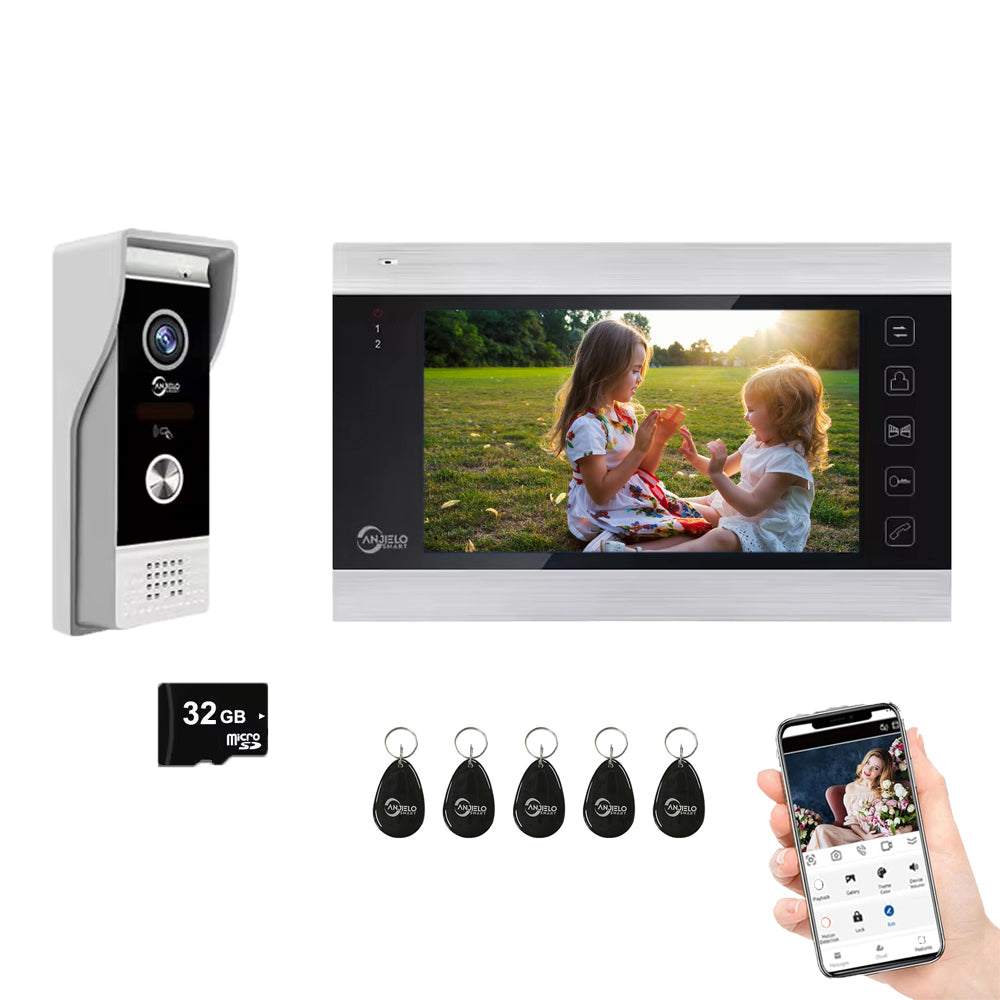 Anjielo 4 Wire Video Intercom System Video Doorphone Motion Detection Night Vision for Villa