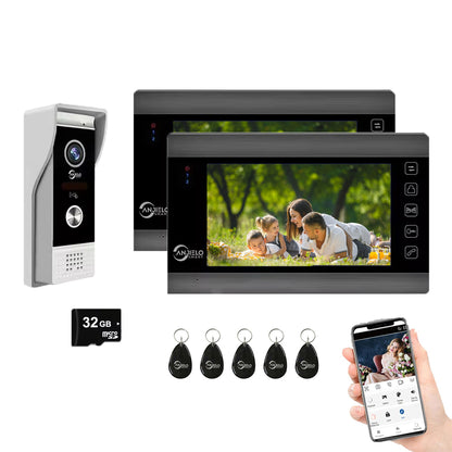 Anjielo 4 Wire Video Intercom System Video Doorphone Motion Detection Night Vision for Villa