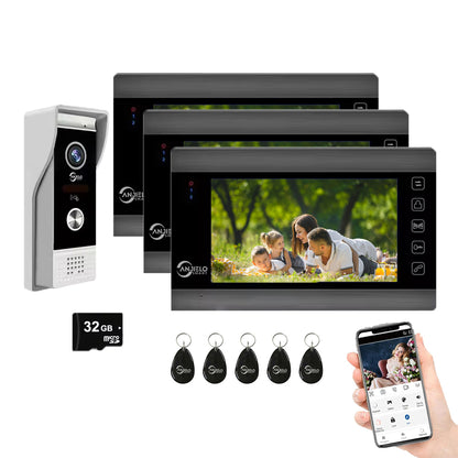 Anjielo 4 Wire Video Intercom System Video Doorphone Motion Detection Night Vision for Villa