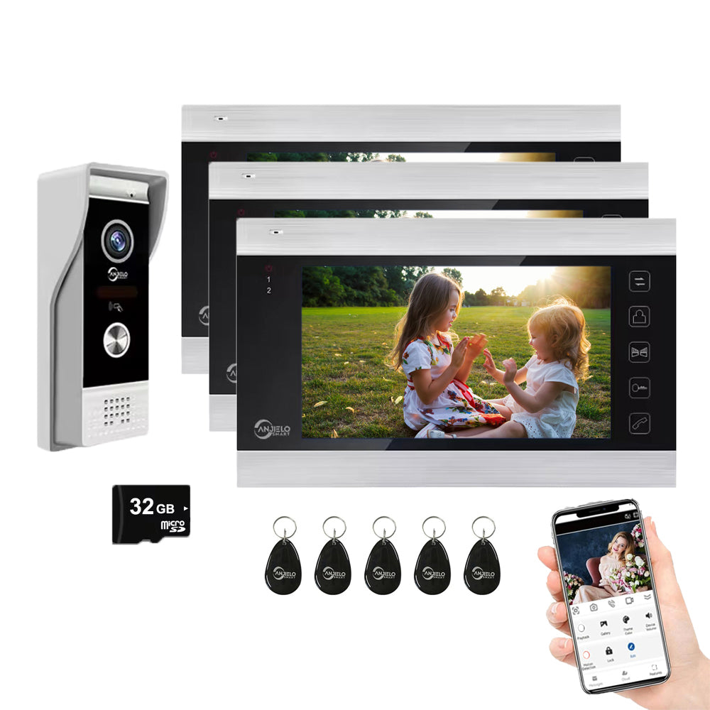 Anjielo 4 Wire Video Intercom System Video Doorphone Motion Detection Night Vision for Villa