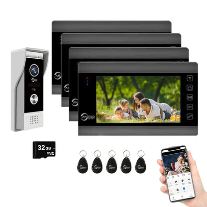 Anjielo 4 Wire Video Intercom System Video Doorphone Motion Detection Night Vision for Villa