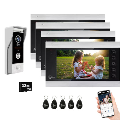 Anjielo 4 Wire Video Intercom System Video Doorphone Motion Detection Night Vision for Villa
