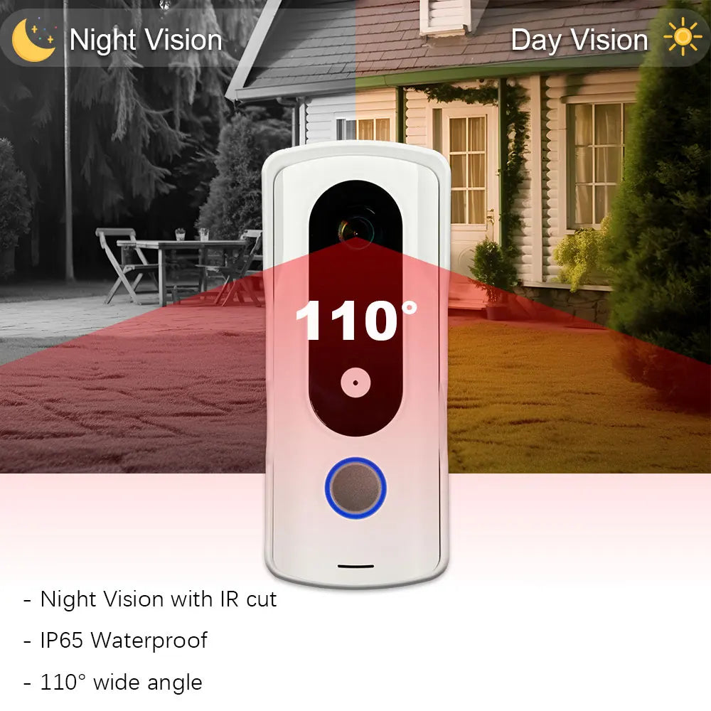 2-wire video doorbell intercom system 7 inch touch screen with night vision camera doorbell phone two-way intercom for home security