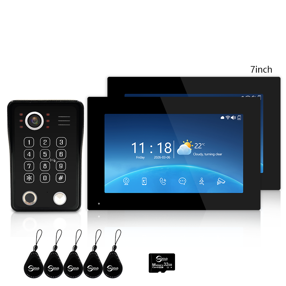Anjielo Latest 7/10 Inch Monitor 4 wire Video Intercom System Photo Frame Video Doorbell 5 in 1 unlocking with Motion Detection for the Apartment Home andVilla
