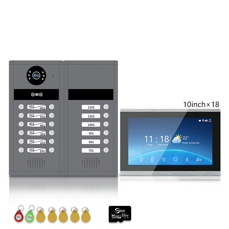 Anjielo 7/10 Inch WiFi Smart Video Doorbell Multi‑Family Apartment Intercom System Two‑Way Audio & Remote Unlock Digital Photo Frame & Background Music Tuya App Control IP65 Weatherproof