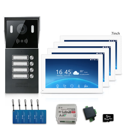 Anjielo 2-Wire Multi-Tenant Video Intercom System with Tuya App, 7/10-Inch Touch Screen, 2MP CMOS, IP65 Doorbell & 128GB TF Card
