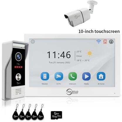 Anjielo 7/10 Inch 1080P Smart WiFi Video Intercom System with Tuya App 3-in-1 Unlock Motion Detection Alarm for Home Apartment