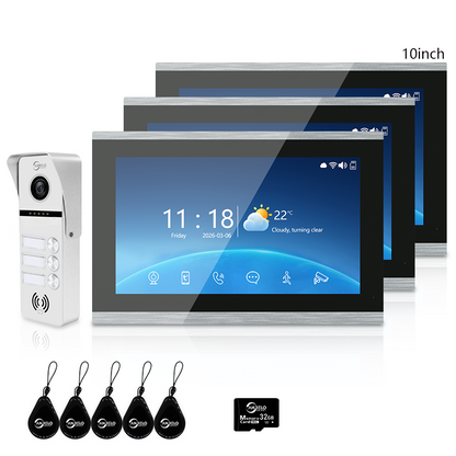Anjielo Newest 4 Wire Video Door Phone Intercom System with Photo Frame Background Music for 2/3/4 Household