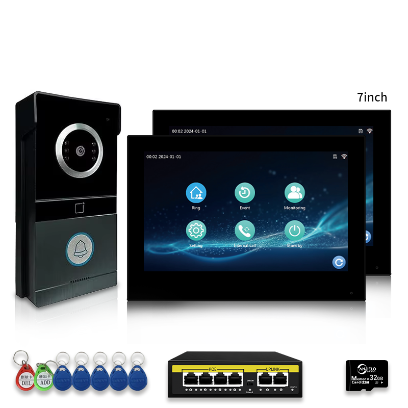 Anjieo IP Video Intercom System  2-Way Audio, HD Camera, Smart Home Doorbell with Remote Access for home
