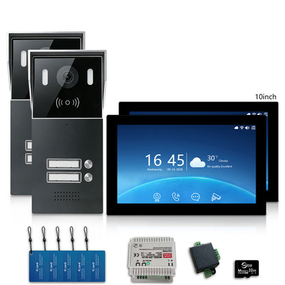 Anjielo 2-Wire Multi-Tenant Video Intercom System with Tuya App, 7/10-Inch Touch Screen, 2MP CMOS, IP65 Doorbell & 128GB TF Card