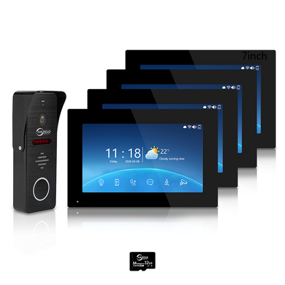 Anjielo 4-Wire 1080P Video Intercom — 7"/10" Touch Monitor, Photo Frame, Background Music, Motion Detection, 148° Wide Angle, 2-in-1 Unlock (Monitor/Tuya App) for Home Apartment
