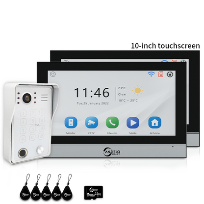 Anjielo 7/10 Inch 4 Wire WiFi Video Intercom System with 5-in-1 Unlock Fingerprint RFID Password App for Home Apartment