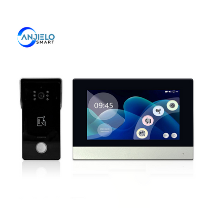 Anjielo two Wire door intercom system Tuya smart home with night vision camera doorbell and RFID card unlocking 7/10 touch screen security system