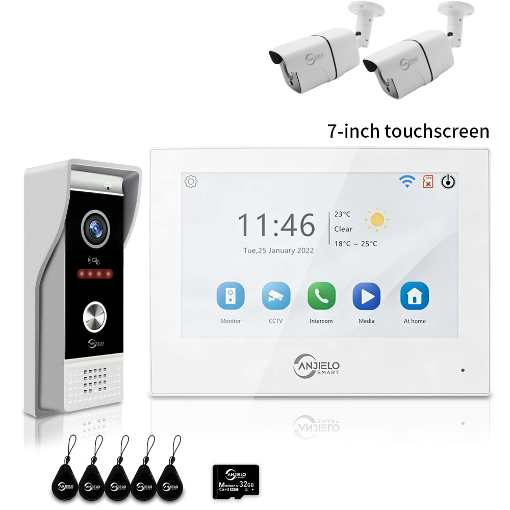 Anjielo 7/10 Inch 1080P Smart WiFi Video Intercom System with Tuya App 3-in-1 Unlock Motion Detection Alarm for Home Apartment