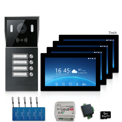 Anjielo 2-Wire Multi-Tenant Video Intercom System with Tuya App, 7/10-Inch Touch Screen, 2MP CMOS, IP65 Doorbell & 128GB TF Card