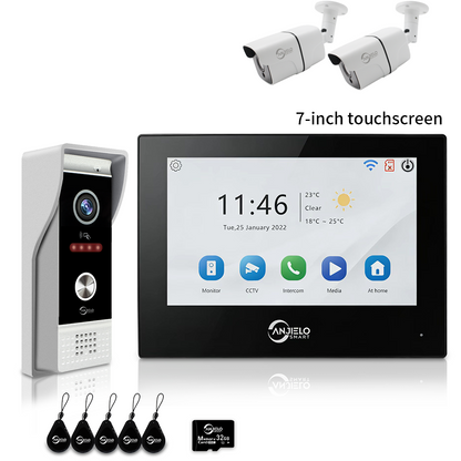 Anjielo 7/10 Inch 1080P Smart WiFi Video Intercom System with Tuya App 3-in-1 Unlock Motion Detection Alarm for Home Apartment