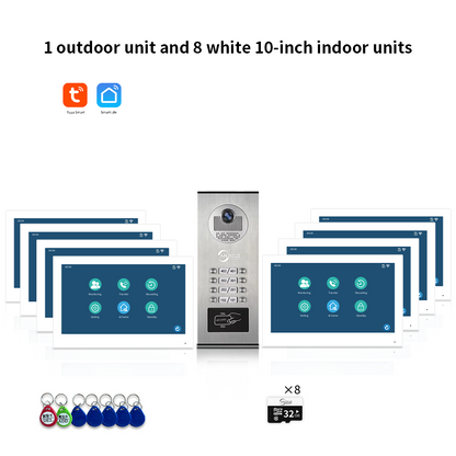 Anjielo Smart 10 inch 1080P Tuya Smart Video Doorphone Metal Doorbell Video Intercom System for Multi-Apartment