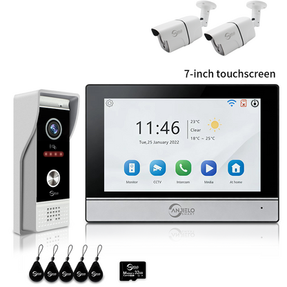 Anjielo 7/10 Inch 1080P Smart WiFi Video Intercom System with Tuya App 3-in-1 Unlock Motion Detection Alarm for Home Apartment