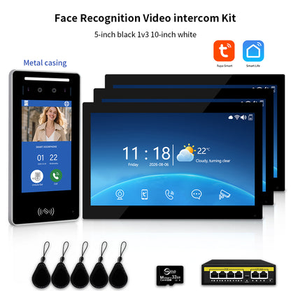 Anjielo IP Video Intercom System with AI Face Recognition, Tuya Smart WiFi, 5-in-1 Unlock, 1080P HD Night Vision & Multi-Story Villa Access Control for Apartment & Building Security