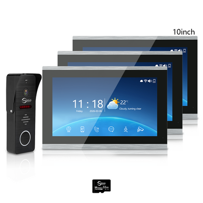 Anjielo 4-Wire 1080P Video Intercom — 7"/10" Touch Monitor, Photo Frame, Background Music, Motion Detection, 148° Wide Angle, 2-in-1 Unlock (Monitor/Tuya App) for Home Apartment