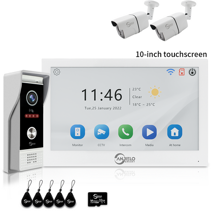 Anjielo 7/10 Inch 1080P Smart WiFi Video Intercom System with Tuya App 3-in-1 Unlock Motion Detection Alarm for Home Apartment