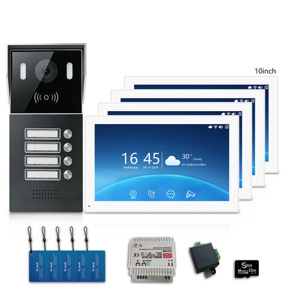 Anjielo 2-Wire Multi-Tenant Video Intercom System with Tuya App, 7/10-Inch Touch Screen, 2MP CMOS, IP65 Doorbell & 128GB TF Card