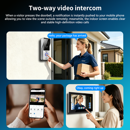 Anjielo Newest 4‑Wire Tuya Smart Life Video Intercom System 7/10 Inch Touch‑Screen 1080P IP65 Multi‑Monitor Doorphone for Villa & Apartment