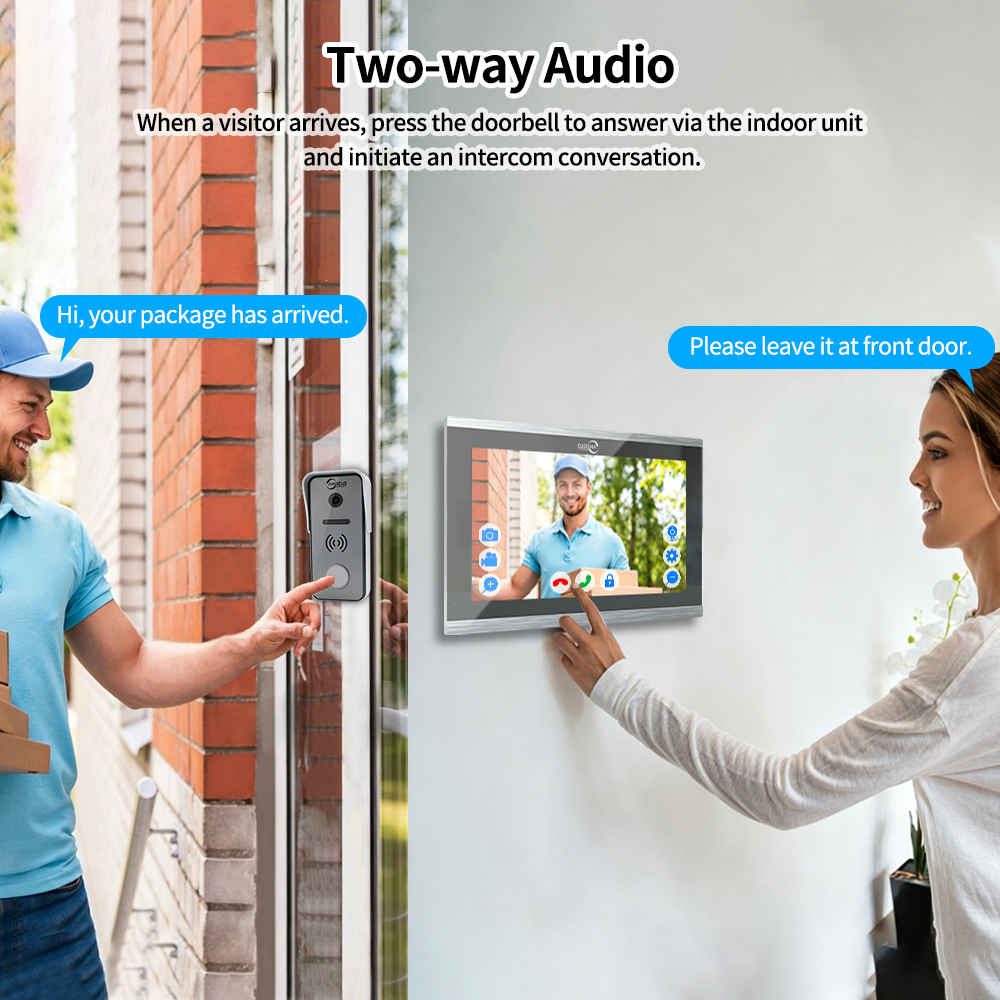 Anjielo 4 Wire 7/10 inch Motion Detection Video Intercom System With Photo Frame With Infrared Night Vision for Villa