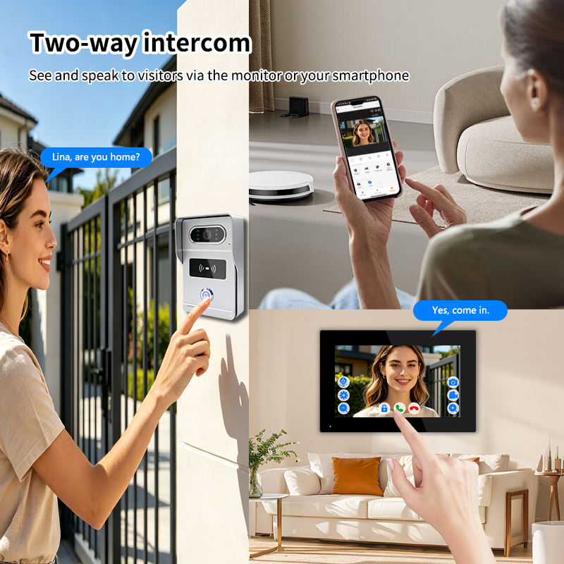Anjielo Smart Video Intercom Doorbell System 4-Wire 7″/10″ Touch Screen, Tuya App, Motion Detection, Two-Way Audio, Digital Photo Frame & Music Playback