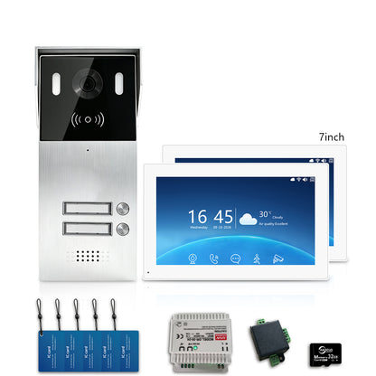 Anjielo 2-Wire Multi-Tenant Video Intercom System with Tuya App, 7/10-Inch Touch Screen, 2MP CMOS, IP65 Doorbell & 128GB TF Card