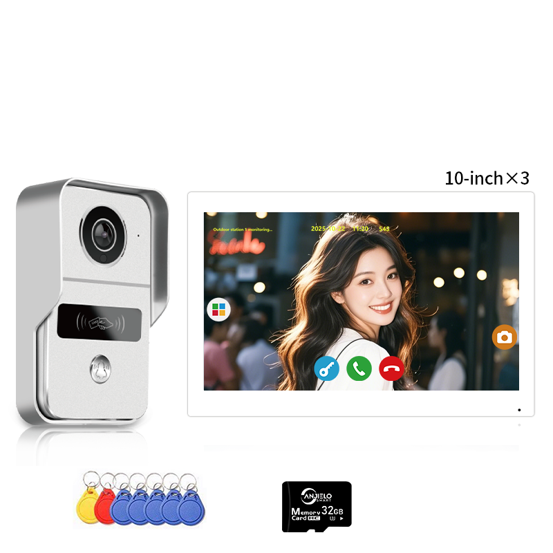 Anjielo Smart Wired Video Doorbell Apartment Intercom with 7 inch Touch Monitor System,1080P Doorphone Door Camera,TUYA WiFi Smart Home Video Intercom Door Phone Kits for Home Villa