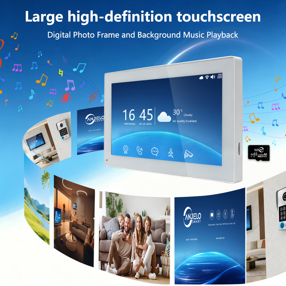 Anjielo 2-Wire Video Intercom System with Tuya Smart App, 7"/10" Touch Screen, 1080P HD & IP65 Waterproof Doorbell
