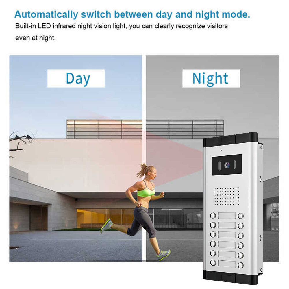 Anjielo 4 Wired Video Doorphone Intercom 7 Inch Monitor Video Door Intercom for 2/3/4/5/6/8/10/12 Multi-Units Video Doorbell by IC Card to Unlock
