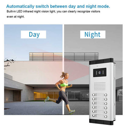 Anjielo 4 Wired Video Doorphone Intercom 7 Inch Monitor Video Door Intercom for 2/3/4/5/6/8/10/12 Multi-Units Video Doorbell by IC Card to Unlock