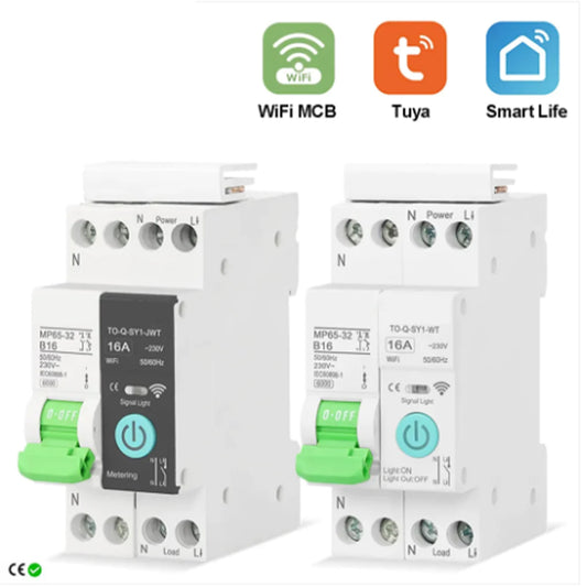 ANJIELOSMART TUYA MCB WIFI Smart Circuit Breaker With Metering 1P 32A DIN Rail for Smart Home wireless Remote Control Switch