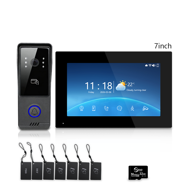 Anjielo 4‑Wire Tuya Video Intercom System, 7"/10" Touch Monitor, RFID Card Unlock, IP65 Wired Video Doorbell for Villa Apartment Home Security