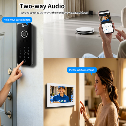 4-Wire Tuya Smart Video Intercom System 10 Inch Indoor Monitor Wired Doorbell with PIR Motion Detection Two-Way Audio Remote Mobile App Unlock for Home Villa Security