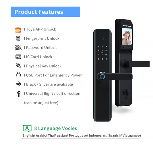 AnjieloSmart New Style Remote Digital Multi Languages Tuya Wifi Wireless Fingerprint Smart Door Lock