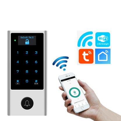 Anjielo Tuya WiFi Access Control Keypad with IP66 Metal Case, OLED Display & 10,000 Users – Keyless Door Entry System
