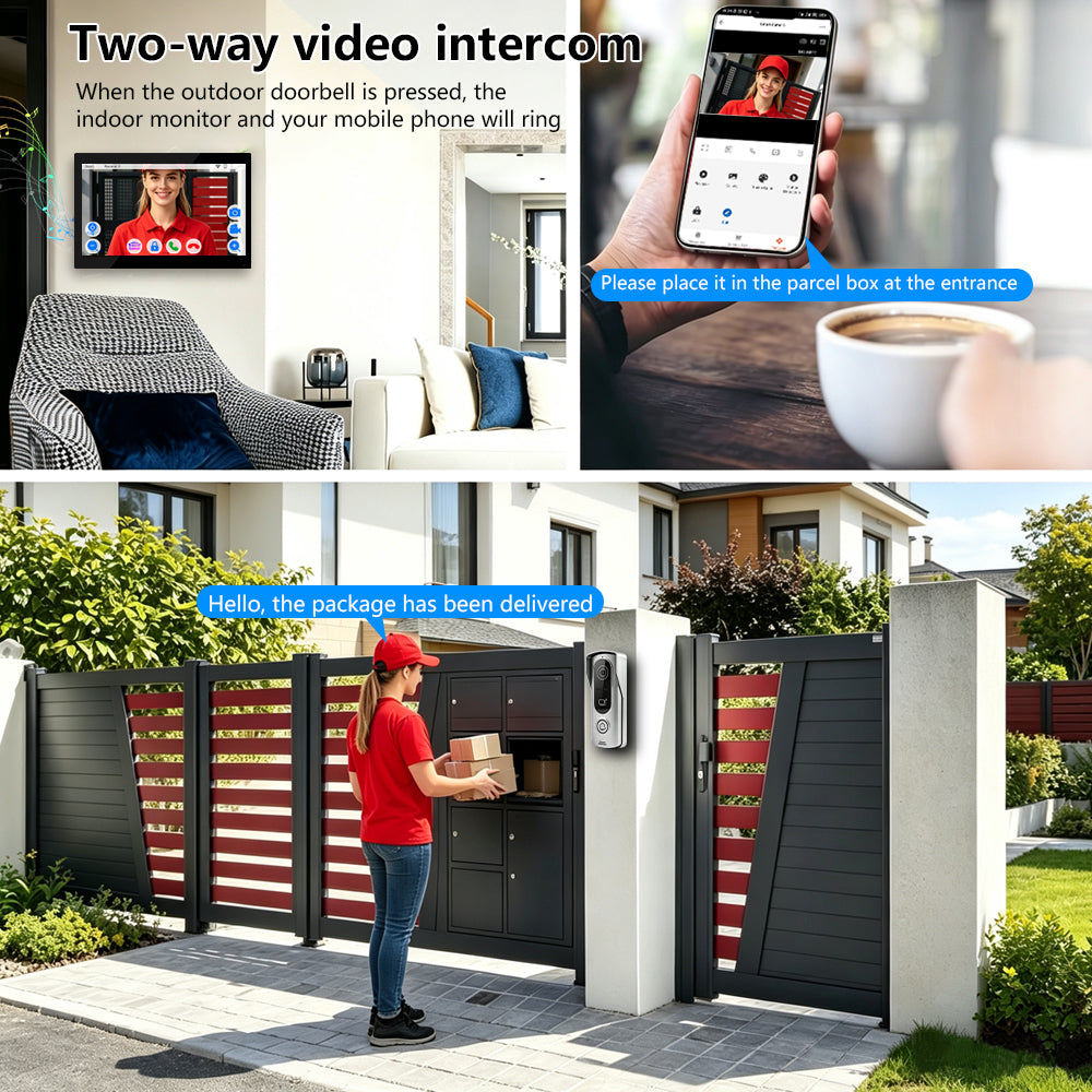 Anjielo IP HD Video Intercom System with Tuya App – 7/10.1-Inch Touch Screen, AHD 2.0MP Camera, RFID Unlock for Villa & Apartment