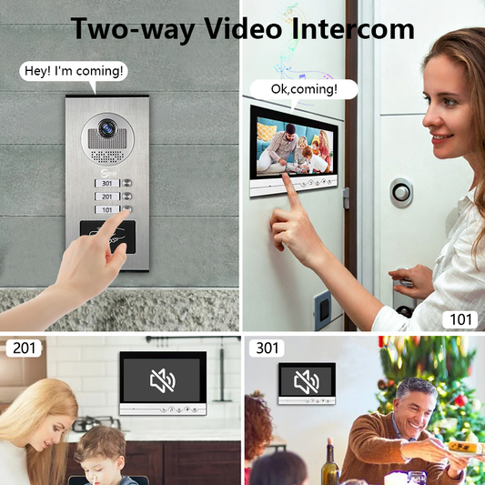 Anjielo New Series 4 Wire Video Intercom System Video Doorbell and Doorphone For 2/4/6/8/10/12 Household
