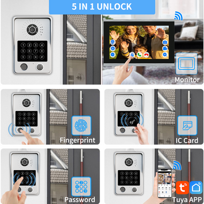 Anjielo Latest 4 wire Video Intercom System Video Doorbell 5 in 1 unlocking for the Apartment Intercom System for Home Villa