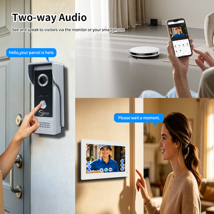 Anjielo 4-Wire Smart Video Intercom Doorbell System – 7″/10″ Touch Screen, Tuya App, Motion Detection, Two-Way Audio, IP65 Weatherproof for Home/Apartment
