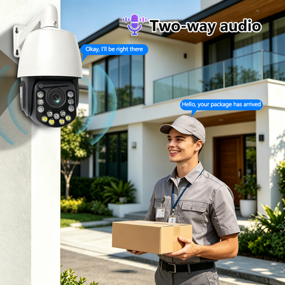 Anjielo 5MP 30X Optical Zoom AI PTZ Speed Dome Camera 1/2.8" Sony Sensor POE+DC12V Two-Way Audio IP66 Weatherproof
