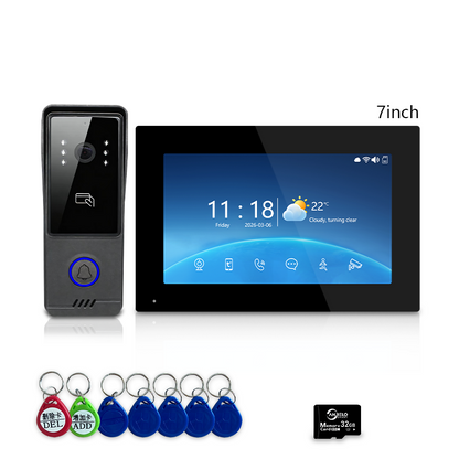 Anjielo 4‑Wire Tuya Video Intercom System, 7"/10" Touch Monitor, RFID Card Unlock, IP65 Wired Video Doorbell for Villa Apartment Home Security