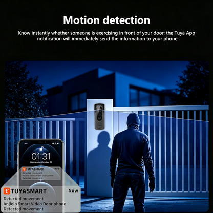 Anjielo 4-Wire Video Intercom Kit with Tuya Smart WiFi, 1080P HD Night Vision Camera, 7/10-Inch Touchscreen Monitor, Remote Unlock, Motion Detection & IP65 Waterproof for Home, Apartment & Villa Security