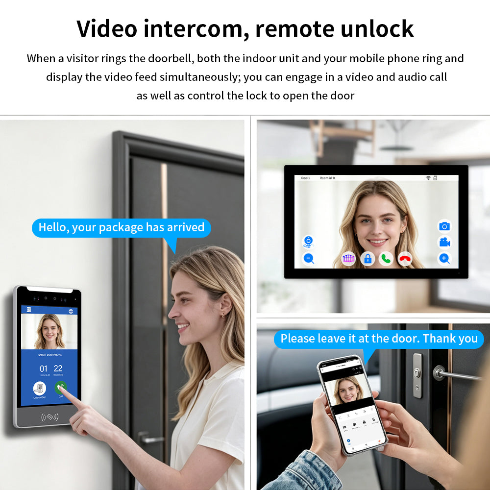 Anjielo IP Video Intercom System with AI Face Recognition, Tuya Smart WiFi, 5-in-1 Unlock, 1080P HD Night Vision & Multi-Story Villa Access Control for Apartment & Building Security