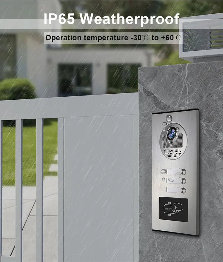 House Intercom Plug In 3 Unit Home Video Intercom for Apartments Residential Intercom Doorbel ...