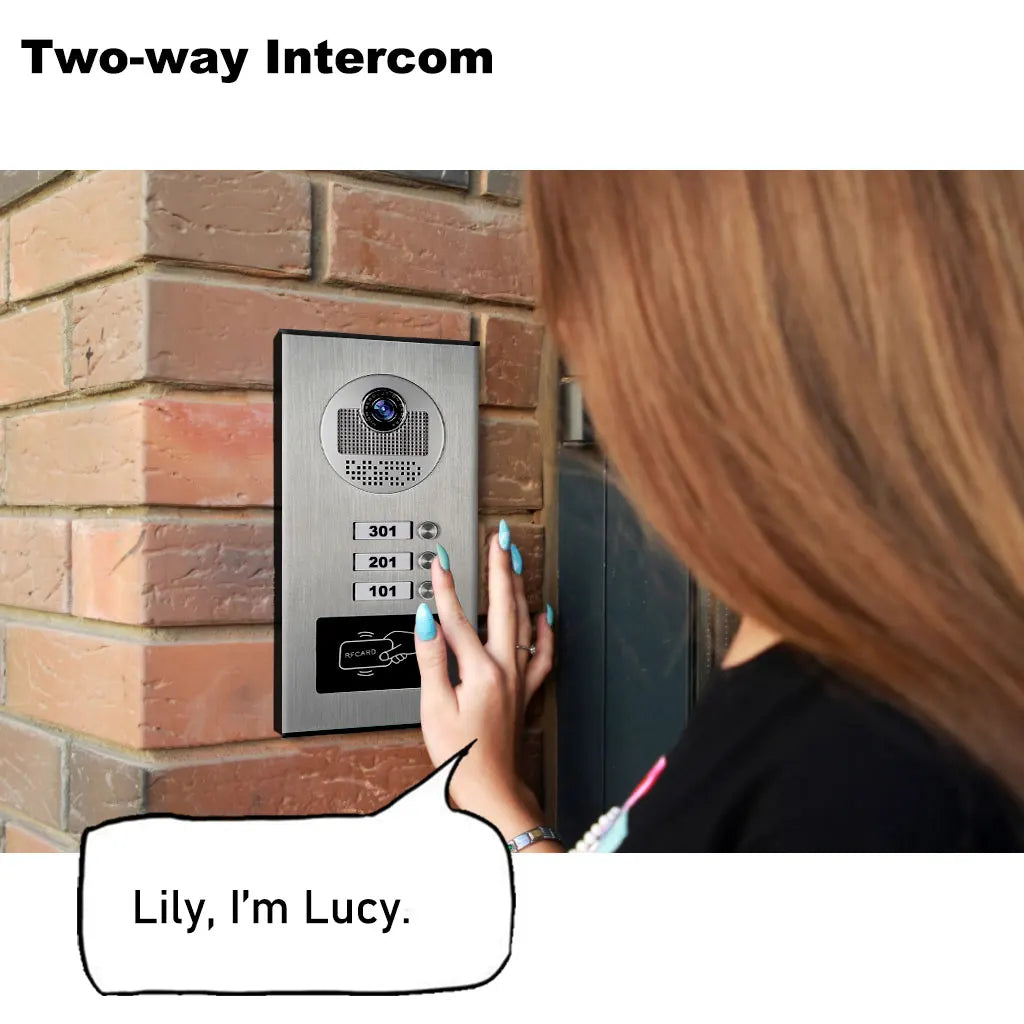 3 Unit Home Video Intercom for Apartments Residential Intercom Doorbell Video Door Phone System with RFID Card Unlock